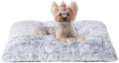 EHEYCIGA Fluffy Dog Crate Bed for Small Dogs, Plush Crate Pad, Grey