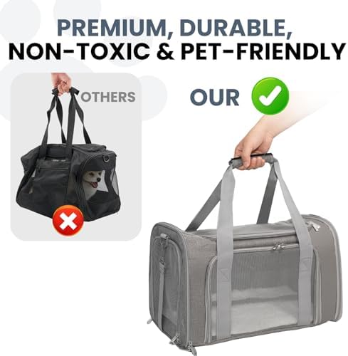 Soft-Sided Cat Carrier 18x11x11 in Expandable Travel Pet Bag 15LBS