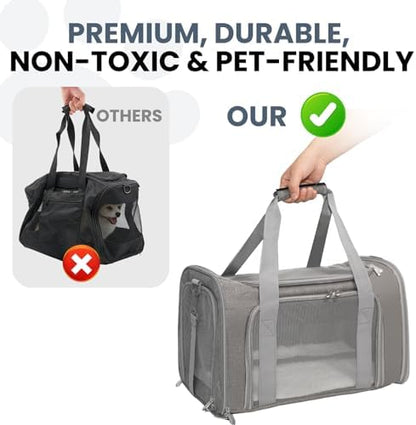 Soft-Sided Cat Carrier 20x13x13 in Expandable Travel Pet Bag 22LBS