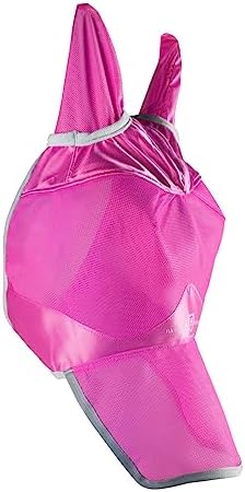 Harrison Howard UV-proof Forelock Opening Reliable Protection Horse Fly Mask Long Nose with Ears Magenta Arabian Medium