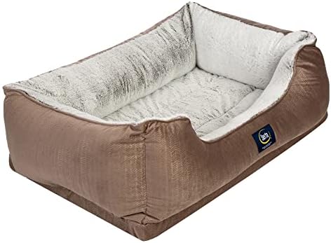 Serta Orthopedic Cuddler Dog Bed for Pets – Chocolate Brown (Large)