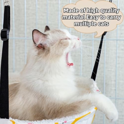 Warm Cat Hammock Lounge Hanging Bed for Cage Kennel Chair with Metal Frame, Adjustable Straps, Reversible Cat Bed, Machine Washable, Suitable for All Seasons (Orange,Small)