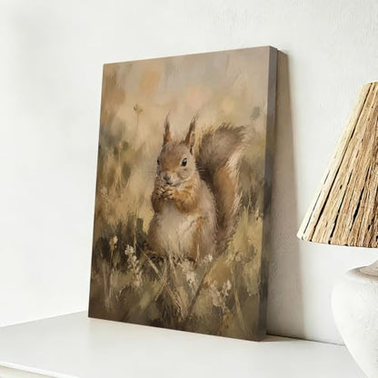 Squirrel Canvas Wall Art 12x16 Inch, Framed Wall Art for Living Room