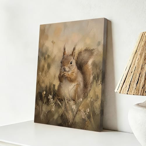 Squirrel Canvas Wall Art 18x24 Inch, Framed Wall Art for Living Room