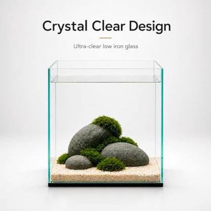 Aquatop High Clarity Low Iron Glass Cube Aquarium, 7.1 Gallon – 5mm Thick Glass – Slim Design – Ideal for Fresh & Saltwater – Desktop Tank with Silicone Sealing