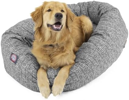 Majestic Pet Bagel Calming Dog Bed, 40 in Large, Round, Washable, Lt. Black