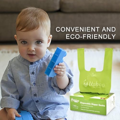 USBOO Disposable Diaper Bags, OXO-Biodegradable, 2 Pack / 600 Count