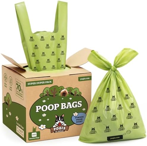 Pogi’s Dog Poop Bags with Handles – Extra-Thick, Leak-Proof, Large, Fresh Scent, 900-Count