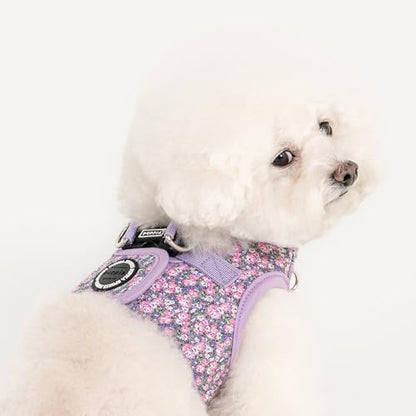 Puppia Kealoha Dog Vest Harness B (Step-in) Fashionable Flower Pattern Spring Summer Harness for Small and Medium Dogs, Violet, X-Large