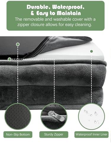 Spotted Play Orthopedic Dog Bed with Sides - Sofa Beds for Large Dogs, Supportive Foam Pet Couch Bed with Washable Removable Cover, Waterproof Lining and Non-Slip Bottom, Dark Grey - L-Plus