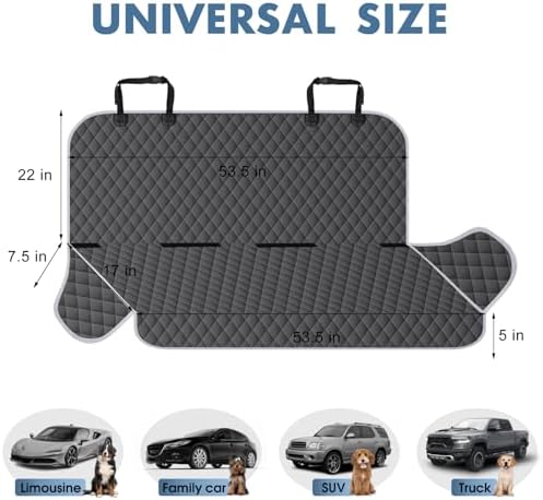 Waterproof Dog Backseat Cover for Cars, Non-Slip Pet Seat Protector,M-Grey