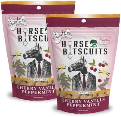 The Lazy Dog Cookie Co. Bitscuits, Horse Treats, Alfalfa, Flax & Peppermint, Pocket Size Biscuits for Horses & Ponies, All Natural Horse Cookies, Made in USA, 14 oz. Bag (Pack of 2)