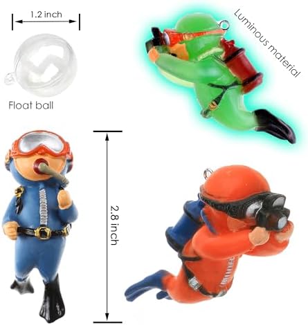 3-Pack Floating Little Diver, Aquarium Decorations for Fish Tanks