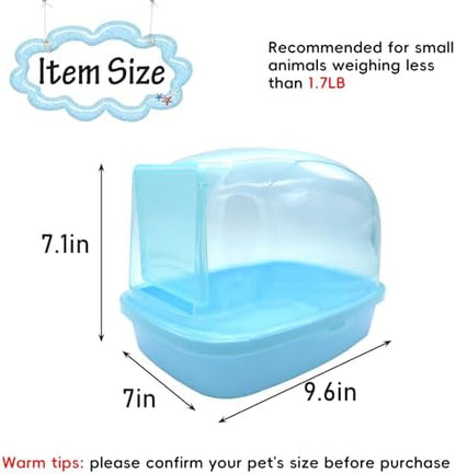 kathson Dwarf Hamster Bathroom, Chinchilla Sauna Room Plastic Sand Bath House Ideal for Gerbils, Hedgehog, Squirrel and Other Small Animals (Blue)