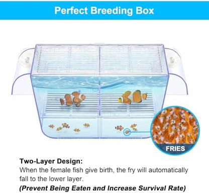DaToo Fish Breeding Box Aquarium Holding Tank Transparent Fish Isolation Box Acclimation Hatchery Incubator Breeder for Betta Shrimp Clownfish Guppy Large