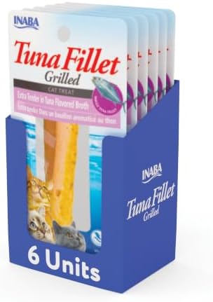 INABA Grilled Fillets Cat Treats, Extra Tender Tuna in Tuna Broth, 6ct