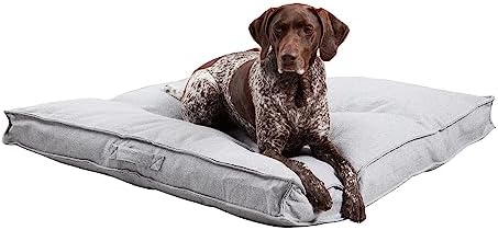 Happy Hounds Milo Square Tufted Pillow Dog Bed, Cement, Large (40" x 40"), 40.0" L x 40.0" W x 6.0" Th