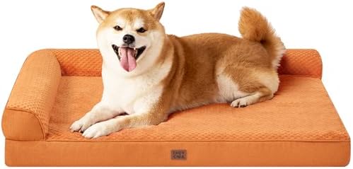 EHEYCIGA Memory Foam Dog Bed for Crate, Large Orthopedic Dog Bed, Pumpkin