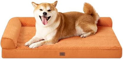 EHEYCIGA Memory Foam Dog Bed for Crate, Large Orthopedic Dog Bed, Pumpkin