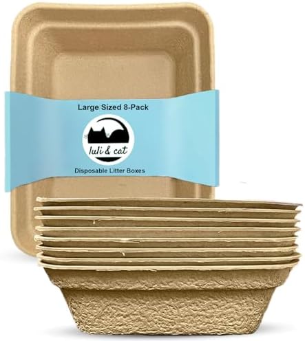 8-Pack Disposable Litter Boxes for Cats | Size Large | Durable and Water Resistant
