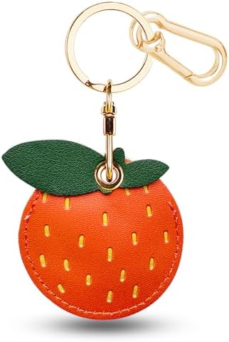 Leather Keychain Holder Case for AirTag, Cute Protective Cover for Apple Airtag KeyChain, GPS Tracker Item Finder