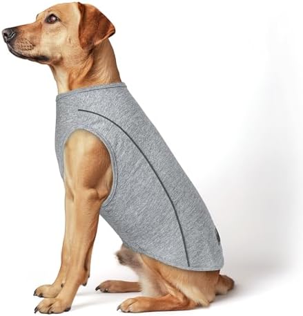 KYEESE Reflective Dog Shirt, Lightweight Sun Protection Dog T Shirts for Medium Large Dogs, Breathable Sleeveless Pet Tank Top High Visibility Summer Dogs Clothes for Night Walking Outdoor, Grey, 2XL