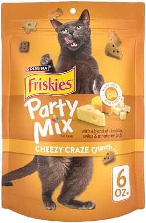 Friskies Purina Party Mix Cheezy Craze Crunch Cat Treats, (6) 6 oz Pouch