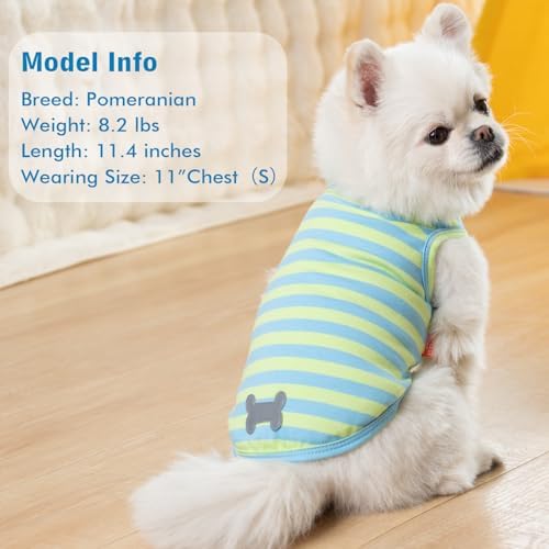 KYEESE 2Pack Cotton Dog Shirt for Small Dogs Soft Striped Tank Top