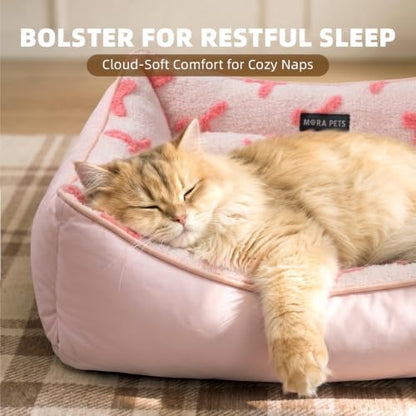Reversible Cat Bed Dog Bed for Small Dogs Rectangle Bed Washable 20x19x6 in