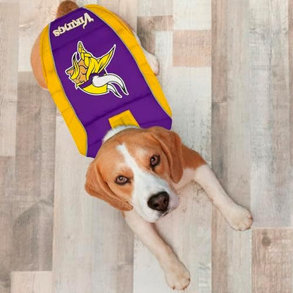 NFL Minnesota Vikings Puffer Vest for Dogs & Cats, Size Medium. Warm, Cozy, and Waterproof Dog Coat, for Small and Large Dogs/Cats. Best NFL Licensed PET Warming Sports Jacket