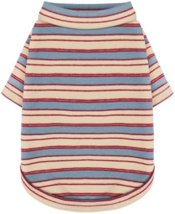 Paiaite Stylish Striped Block Dog Shirt Breathable Clothes Red&Blue S