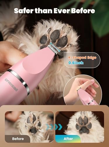 oneisall 4 in 1 Dog Grooming Kit with LCD Display Pink