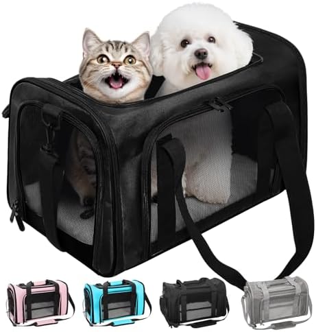 Soft-Sided Cat Carrier 18x11x11 in Expandable Travel Pet Bag 15LBS