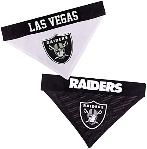 Pets First NFL LAS Vegas Raiders Reversible Bandana Size XX-Large for Dogs & Cats. 2 Sided Sports Bandana, Premium Embroidery Team Logo, Many NFL Teams Available