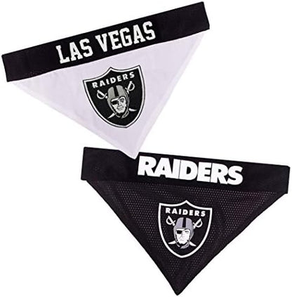 Pets First NFL LAS Vegas Raiders Reversible Bandana Size XX-Large for Dogs & Cats. 2 Sided Sports Bandana, Premium Embroidery Team Logo, Many NFL Teams Available