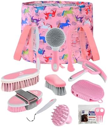 Harrison Howard Horse Grooming Kit, 11-Piece Horse Brush Set with Tote