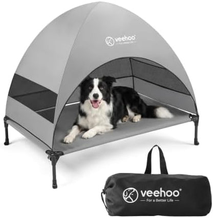 Veehoo Outdoor Dog Bed with Canopy, Cooling Elevated Dog Shade for Outside