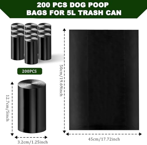 Dog Waste Bags - 200 Pcs Dog Poop Bags for 5L Dog Poop Trash Can Outside