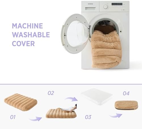 LE SURE Cute Orthopedic Dog Bed for Extra Large Dogs, XL Waterproof Chic Flat Pet Beds with Removable Washable Cover, Fuzzy Thick Egg Crate Foam Pet Mat for Indoor Use (44" x 32", Beige)