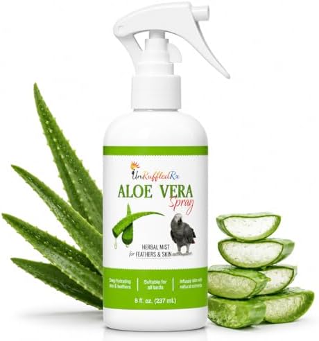UnRuffledRx Aloe Vera Bird Spray for Parrots | Gentle Daily Support for Itchy Skin, Scratching, Dry Feathers & Feather Comfort | Fragrance Free & Safe if Preened, 8 oz