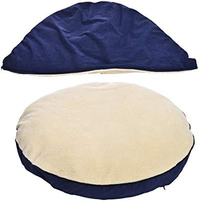 AmazonBasics Pet Cave Bed for Dogs and Cats, with Removable Nesting Cave Cover, Fits up to 30lbs Pets, 35 x 35 x 13 inches, Blue