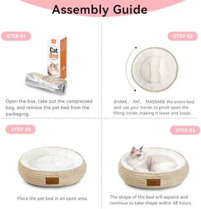 Zerbuger 20in Camel Round Dog Bed Sofa for Dogs Cats, Machine Washable
