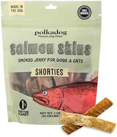 Polkadog Salmon Skin Dog Treats, Single Ingredient, Omega-3 Rich, 3oz