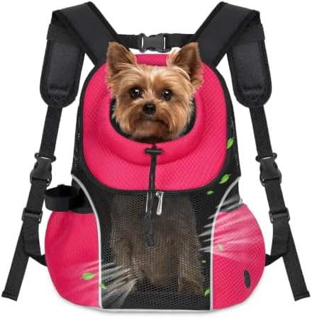WOYYHO Pet Dog Carrier Backpack, Ventilated Mesh Small Dog Front Backpack