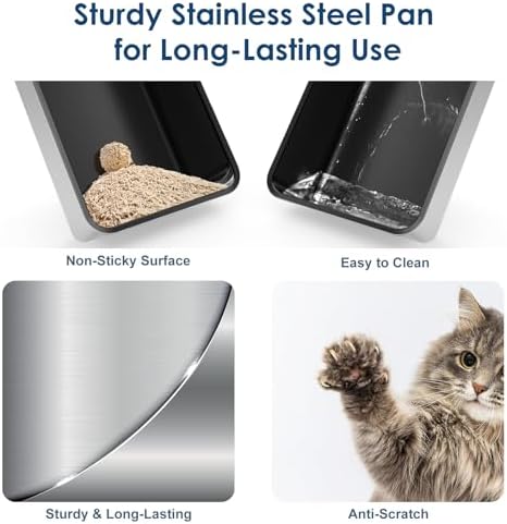 Suzzipaws XL Non-Sticky Coated Stainless Steel Cat Litter Box with Lid