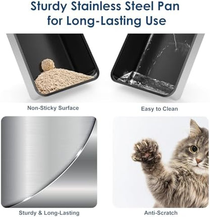 Suzzipaws XL Non-Sticky Coated Stainless Steel Cat Litter Box with Lid