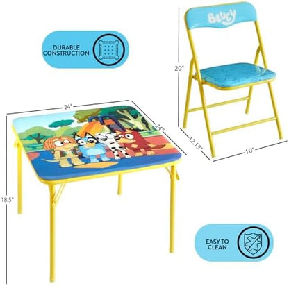 Bluey Kids Table and Chair Set, 3 Piece Folding Activity Set with Square Table & 2 Chairs,Furniture for Playroom, Crafting, Ages 3+
