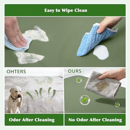 XXL Dog Bed Waterproof Washable, Wipeable Leather Large Crate Pad 48" Green