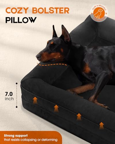 Upvilla Orthopedic Dog Bed, Four-Sided Medium Dog Sofa,Washable Cover Black