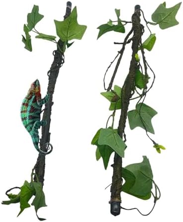 BNOSDM Reptile Climbing Branch Flexible Bend-A-Branch Jungle Vines Terrarium Plant Decoration with Suction Cup for Crested Gecko Chameleon Gecko Snake Tree Frog 2PCS